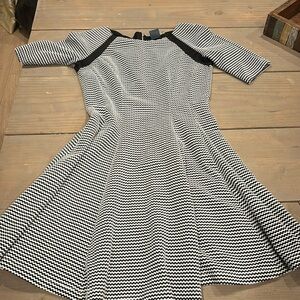 Gabby Skye Black and White Chevron Fit-and-Flare Dress